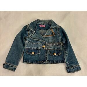 Girls Size 4 Embellished Distressed Blue Jean Denim Jacket